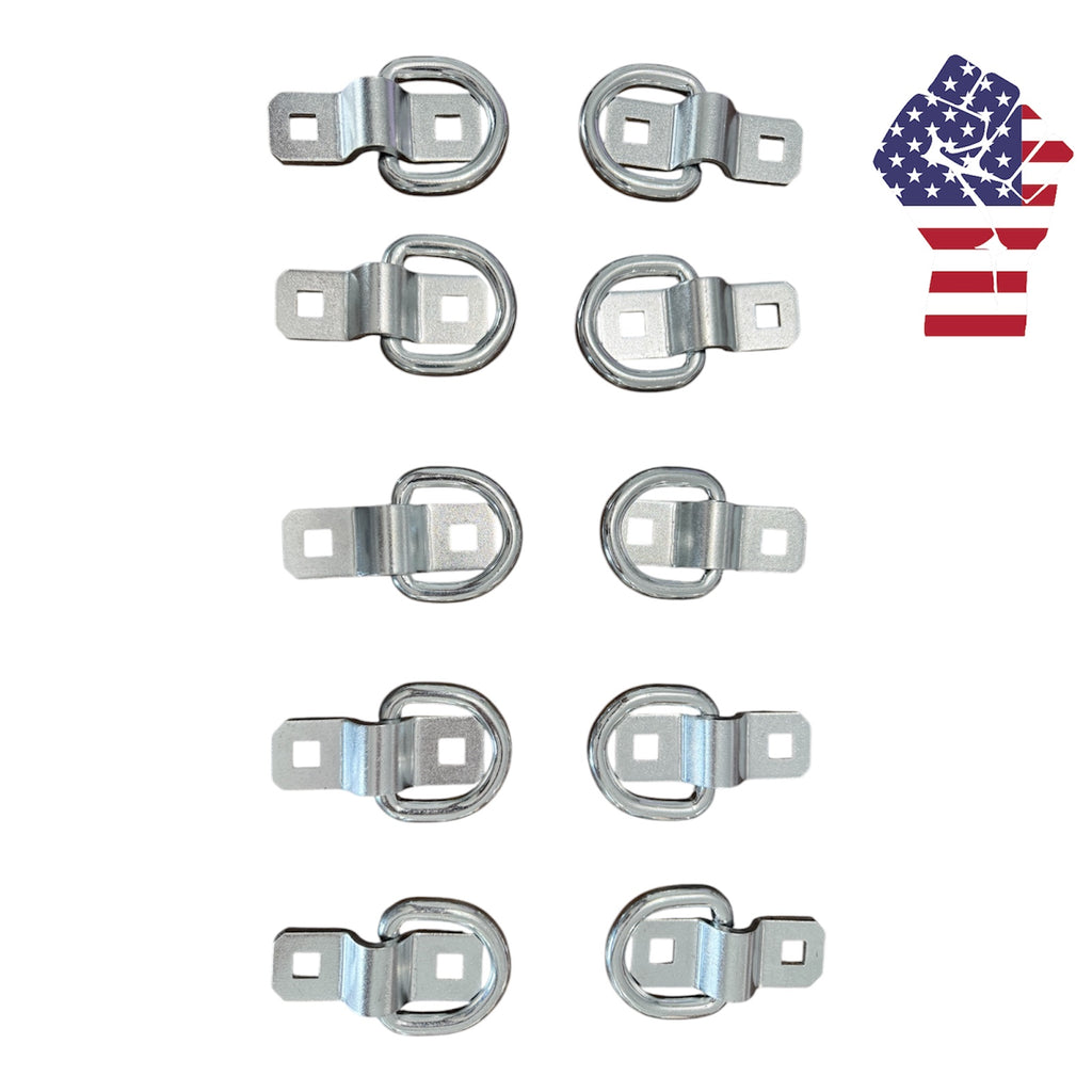 3/8" D Ring Tie-Down 10-Pack Heavy Duty Strap Anchor Truck Trailer